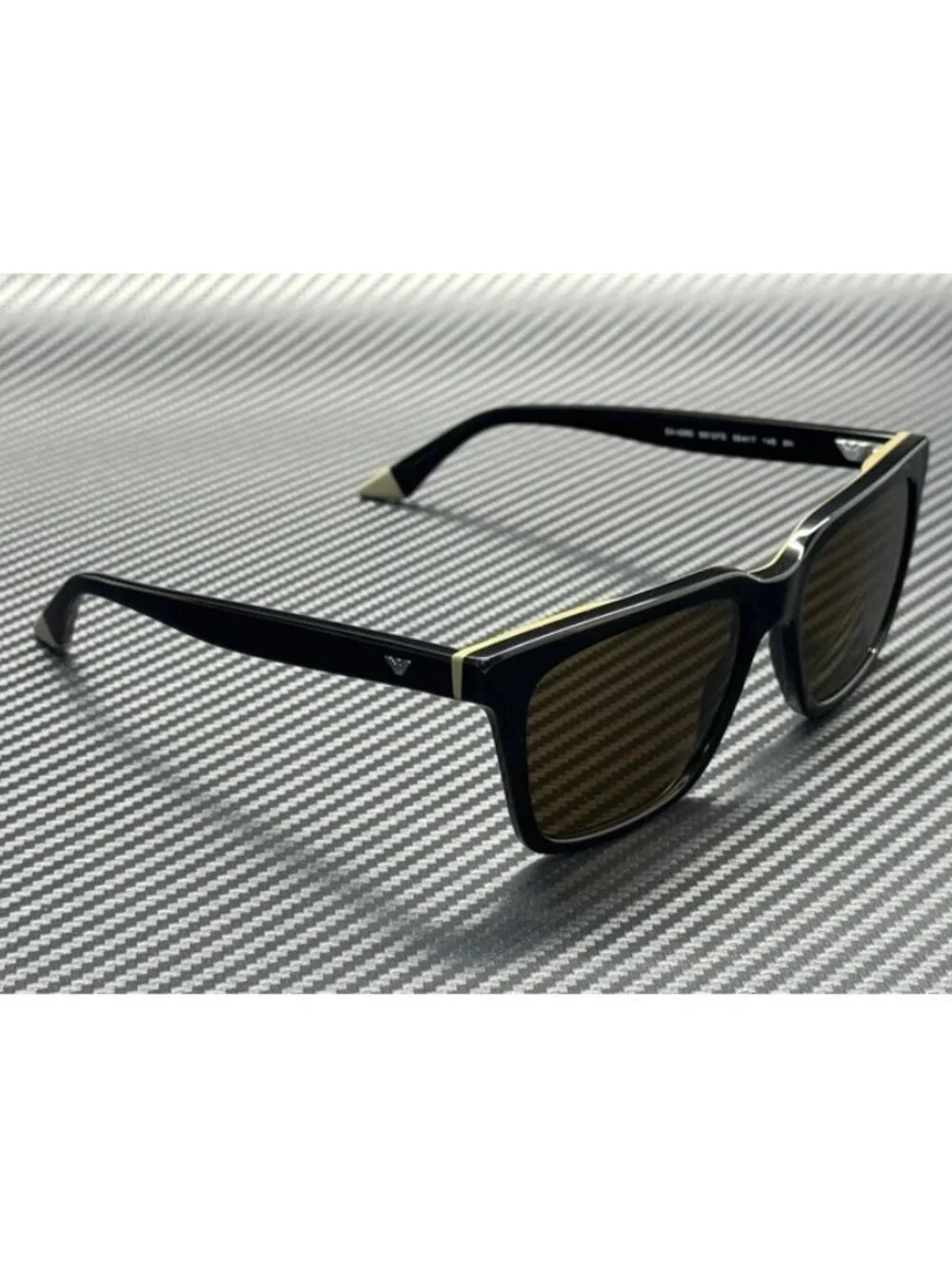 New Emporio Armani Men Shiny Black Sunglasses 55-17-145